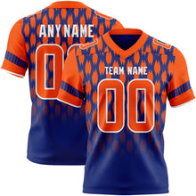 Load image into Gallery viewer, Custom Royal Orange-White Authentic Geometric Pixel Grid Fade Football Jersey

