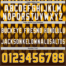 Laden Sie das Bild in den Galerie-Viewer, Custom Brown Gold-White Authentic Geometric Pixel Grid Fade Football Jersey
