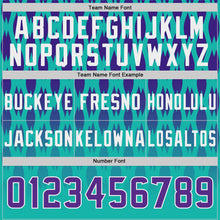 Laden Sie das Bild in den Galerie-Viewer, Custom Aqua Purple-White Authentic Geometric Pixel Grid Fade Football Jersey
