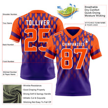 Laden Sie das Bild in den Galerie-Viewer, Custom Purple Orange-White Authentic Geometric Pixel Grid Fade Football Jersey
