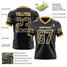 Laden Sie das Bild in den Galerie-Viewer, Custom Black Camo White-Old Gold Authentic Digital Camouflage Panel Football Jersey
