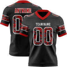 Laden Sie das Bild in den Galerie-Viewer, Custom Black Camo White-Red Authentic Digital Camouflage Panel Football Jersey
