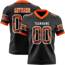 Load image into Gallery viewer, Custom Black Camo White-Orange Authentic Digital Camouflage Panel Football Jersey

