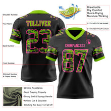 Load image into Gallery viewer, Custom Black Camo Pink-Neon Green Authentic Digital Camouflage Panel Football Jersey
