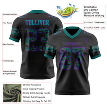 Load image into Gallery viewer, Custom Black Camo Purple-Teal Authentic Digital Camouflage Panel Football Jersey
