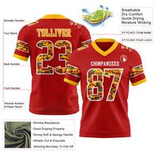 Laden Sie das Bild in den Galerie-Viewer, Custom Red Camo White-Gold Authentic Digital Camouflage Panel Football Jersey

