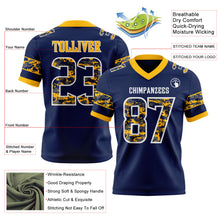 Laden Sie das Bild in den Galerie-Viewer, Custom Navy Camo White-Gold Authentic Digital Camouflage Panel Football Jersey
