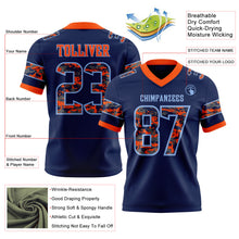 Load image into Gallery viewer, Custom Navy Camo Light Blue-Orange Authentic Digital Camouflage Panel Football Jersey

