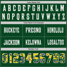 Load image into Gallery viewer, Custom Green Camo White-Gold Authentic Digital Camouflage Panel Football Jersey
