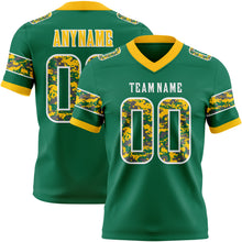 Загрузить изображение в средство просмотра галереи, Custom Kelly Green Camo White-Gold Authentic Digital Camouflage Panel Football Jersey
