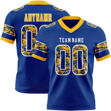 Load image into Gallery viewer, Custom Royal Camo White-Gold Authentic Digital Camouflage Panel Football Jersey
