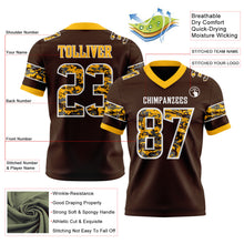 Load image into Gallery viewer, Custom Brown Camo White-Gold Authentic Digital Camouflage Panel Football Jersey
