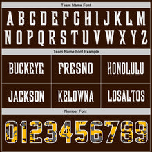 Load image into Gallery viewer, Custom Brown Camo White-Gold Authentic Digital Camouflage Panel Football Jersey
