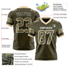 Load image into Gallery viewer, Custom Olive Camo White-City Cream Authentic Digital Camouflage Panel Football Jersey
