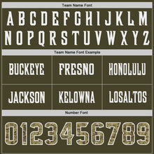 Load image into Gallery viewer, Custom Olive Camo White-City Cream Authentic Digital Camouflage Panel Football Jersey
