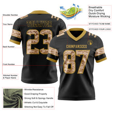 Laden Sie das Bild in den Galerie-Viewer, Custom Black Camo-Old Gold Authentic Digital Camouflage Panel Football Jersey
