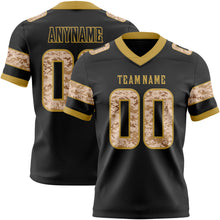 Laden Sie das Bild in den Galerie-Viewer, Custom Black Camo-Old Gold Authentic Digital Camouflage Panel Football Jersey
