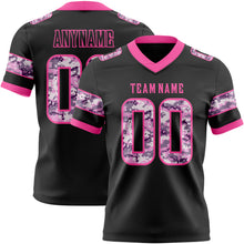 Load image into Gallery viewer, Custom Black Camo-Pink Authentic Digital Camouflage Panel Football Jersey
