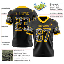 Load image into Gallery viewer, Custom Black Camo-Yellow Authentic Digital Camouflage Panel Football Jersey

