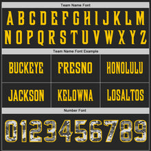 Load image into Gallery viewer, Custom Black Camo-Yellow Authentic Digital Camouflage Panel Football Jersey
