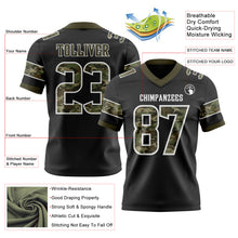 Load image into Gallery viewer, Custom Black Camo White-Olive Authentic Digital Camouflage Panel Football Jersey
