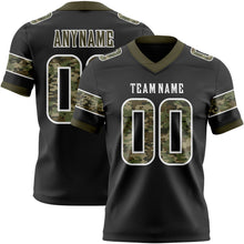 Load image into Gallery viewer, Custom Black Camo White-Olive Authentic Digital Camouflage Panel Football Jersey
