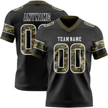 Laden Sie das Bild in den Galerie-Viewer, Custom Black Camo White-Olive Authentic Digital Camouflage Panel Football Jersey
