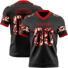 Load image into Gallery viewer, Custom Black Camo-Red Authentic Digital Camouflage Panel Football Jersey
