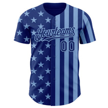 Load image into Gallery viewer, Custom Royal-Light Blue USA Flag Patriotic Split Stars and Stripes Authentic Baseball Jersey
