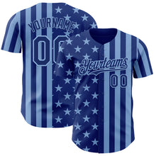 Load image into Gallery viewer, Custom Royal-Light Blue USA Flag Patriotic Split Stars and Stripes Authentic Baseball Jersey
