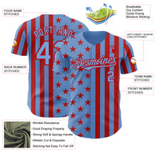 Load image into Gallery viewer, Custom Powder Blue-Red USA Flag Patriotic Split Stars and Stripes Authentic Baseball Jersey
