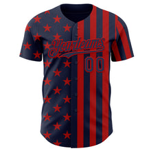 Laden Sie das Bild in den Galerie-Viewer, Custom Navy-Red USA Flag Patriotic Split Stars and Stripes Authentic Baseball Jersey
