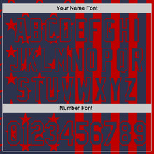 Laden Sie das Bild in den Galerie-Viewer, Custom Navy-Red USA Flag Patriotic Split Stars and Stripes Authentic Baseball Jersey

