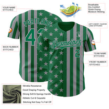 Laden Sie das Bild in den Galerie-Viewer, Custom Kelly Green-Gray USA Flag Patriotic Split Stars and Stripes Authentic Baseball Jersey
