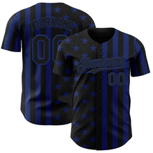Laden Sie das Bild in den Galerie-Viewer, Custom Black-Royal USA Flag Patriotic Split Stars and Stripes Authentic Baseball Jersey

