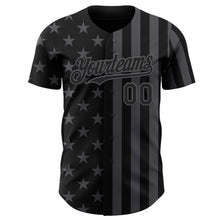 Laden Sie das Bild in den Galerie-Viewer, Custom Black-Steel Gray USA Flag Patriotic Split Stars and Stripes Authentic Baseball Jersey
