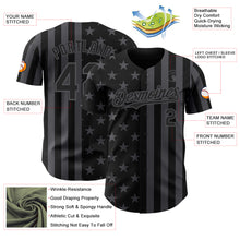 Laden Sie das Bild in den Galerie-Viewer, Custom Black-Steel Gray USA Flag Patriotic Split Stars and Stripes Authentic Baseball Jersey
