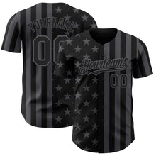 Laden Sie das Bild in den Galerie-Viewer, Custom Black-Steel Gray USA Flag Patriotic Split Stars and Stripes Authentic Baseball Jersey
