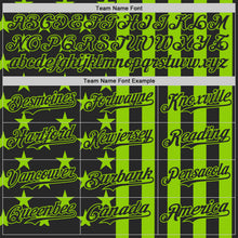 Laden Sie das Bild in den Galerie-Viewer, Custom Black-Neon Green USA Flag Patriotic Split Stars and Stripes Authentic Baseball Jersey
