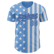 Laden Sie das Bild in den Galerie-Viewer, Custom Light Blue White-Royal USA Flag Patriotic Split Stars and Stripes Authentic Baseball Jersey
