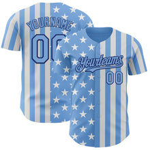 Laden Sie das Bild in den Galerie-Viewer, Custom Light Blue White-Royal USA Flag Patriotic Split Stars and Stripes Authentic Baseball Jersey
