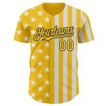 Laden Sie das Bild in den Galerie-Viewer, Custom Yellow White-Black USA Flag Patriotic Split Stars and Stripes Authentic Baseball Jersey
