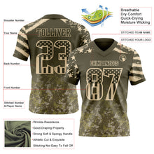 Load image into Gallery viewer, Custom Olive USA Flag Camo-City Cream Authentic Gradient Digital Camouflage Stars &amp; Stripes Raglan Sleeves Football Jersey
