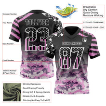 Laden Sie das Bild in den Galerie-Viewer, Custom Black USA Flag Camo-White Authentic Gradient Digital Camouflage Stars &amp; Stripes Raglan Sleeves Football Jersey
