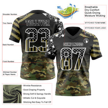 Laden Sie das Bild in den Galerie-Viewer, Custom Black USA Flag Camo-White Authentic Gradient Digital Camouflage Stars &amp; Stripes Raglan Sleeves Football Jersey

