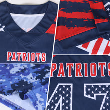 Laden Sie das Bild in den Galerie-Viewer, Custom Black USA Flag Camo-White Authentic Gradient Digital Camouflage Stars &amp; Stripes Raglan Sleeves Football Jersey
