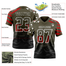 Load image into Gallery viewer, Custom Olive USA Flag Camo White-Black Authentic Gradient Digital Camouflage Stars &amp; Stripes Raglan Sleeves Football Jersey
