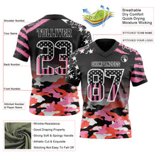 Load image into Gallery viewer, Custom Black USA Flag Camo-White Authentic Gradient Digital Camouflage Stars &amp; Stripes Raglan Sleeves Football Jersey
