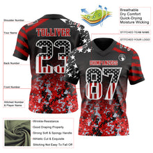 Laden Sie das Bild in den Galerie-Viewer, Custom Black USA Flag Camo White-Red Authentic Gradient Digital Camouflage Stars &amp; Stripes Raglan Sleeves Football Jersey
