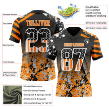Load image into Gallery viewer, Custom Black USA Flag Camo White-Bay Orange Authentic Gradient Digital Camouflage Stars &amp; Stripes Raglan Sleeves Football Jersey
